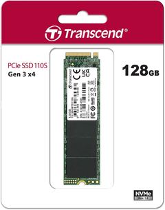Transcend MTE110S 128GB NVMe PCIe Gen3 x4 SSD, Read/Write up to 1,500/550 mb/s with 3D Nand Flash TS128GMTE110S